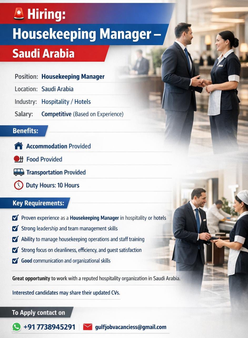 Urgent Hiring for Saudi Arabia