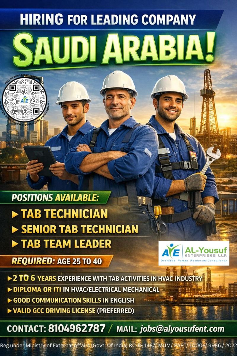 Urgent Hiring for Saudi Arabia
