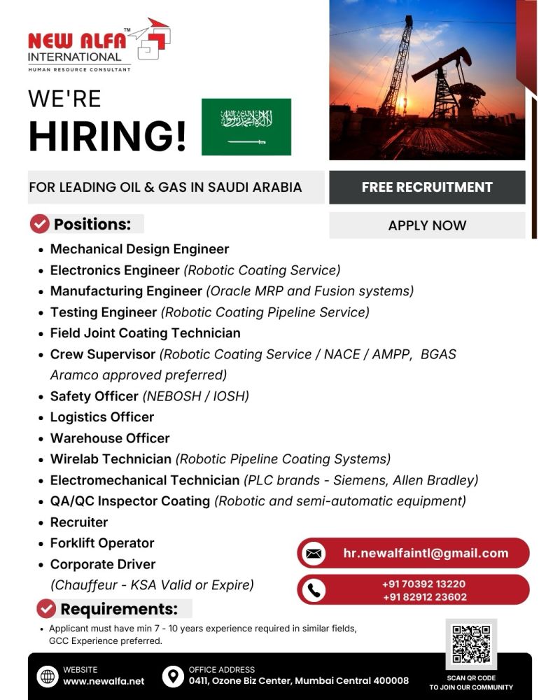 Urgent Hiring for Saudi Arabia