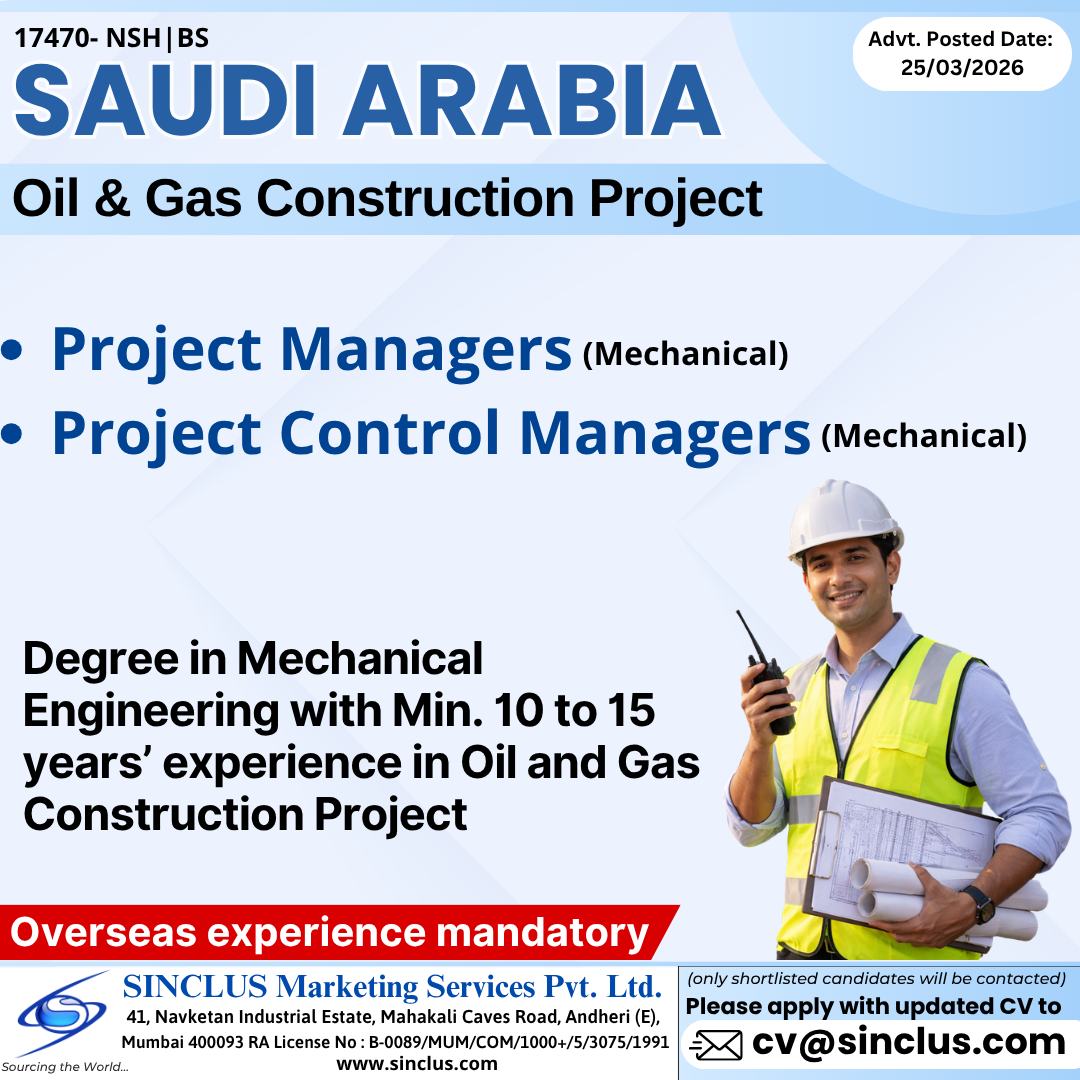 Urgent Hiring for Saudi Arabia