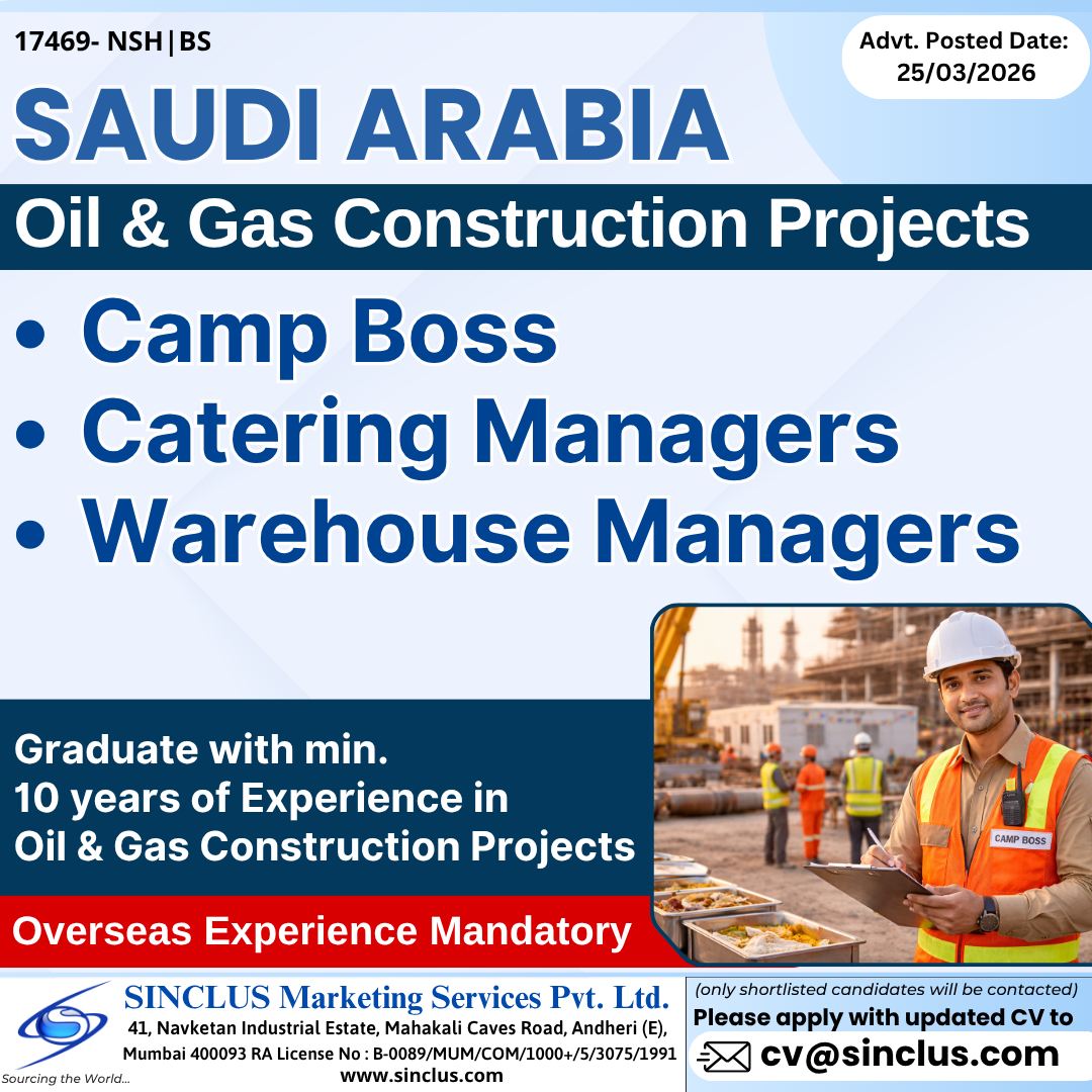 Urgent Hiring for Saudi Arabia
