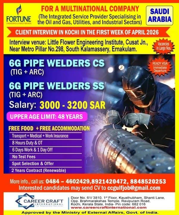 Urgent Hiring for Saudi Arabia