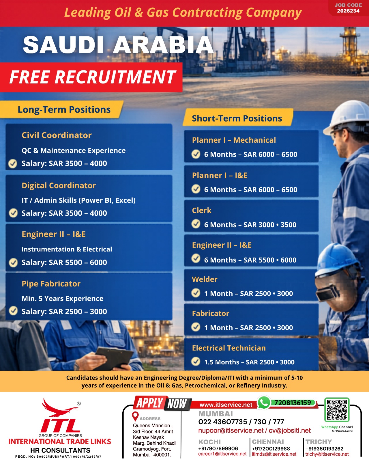 Urgent Hiring for Saudi Arabia
