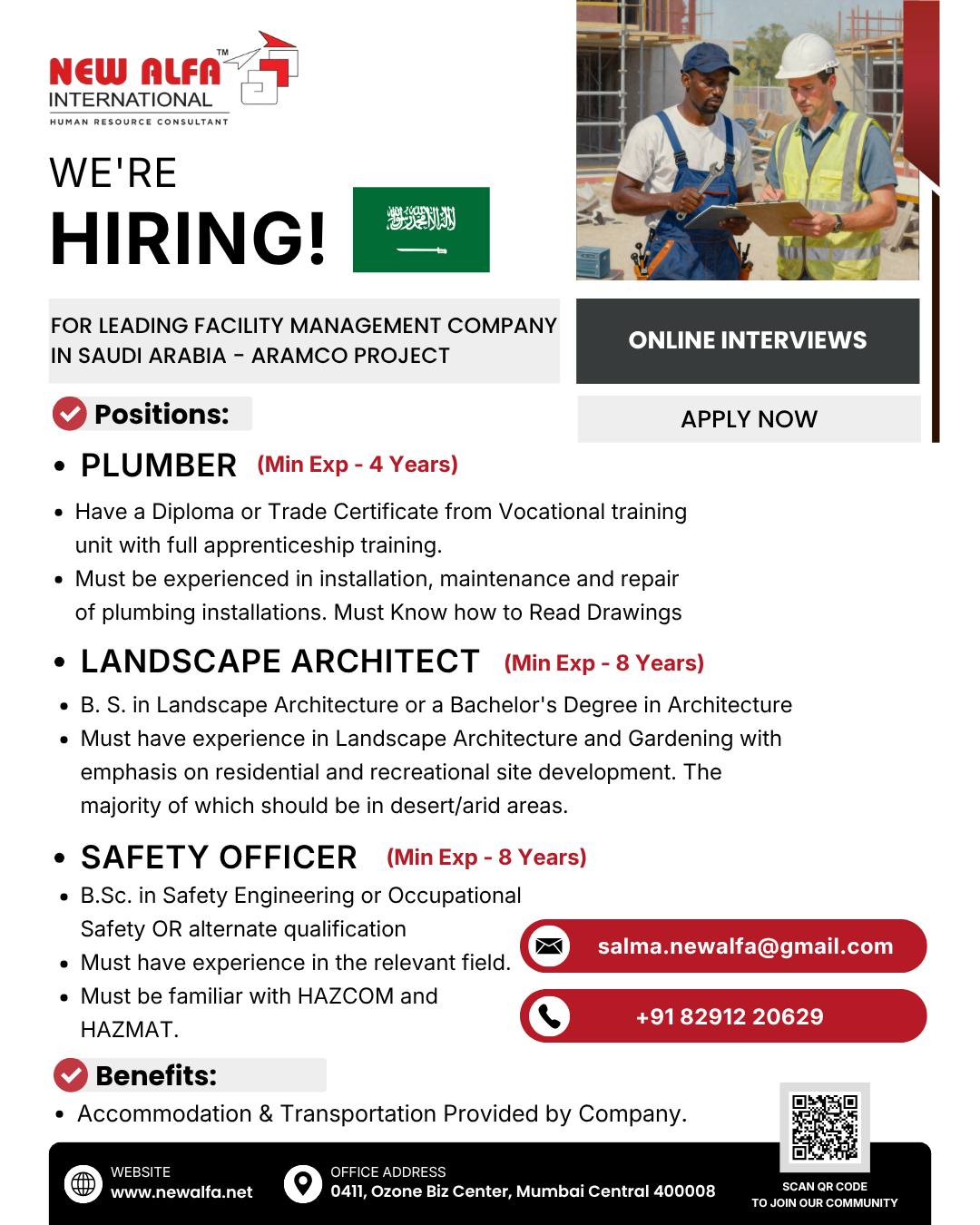 Urgent Hiring for Saudi Arabia