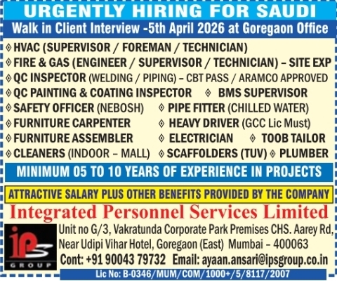 Urgent Hiring for Saudi Arabia