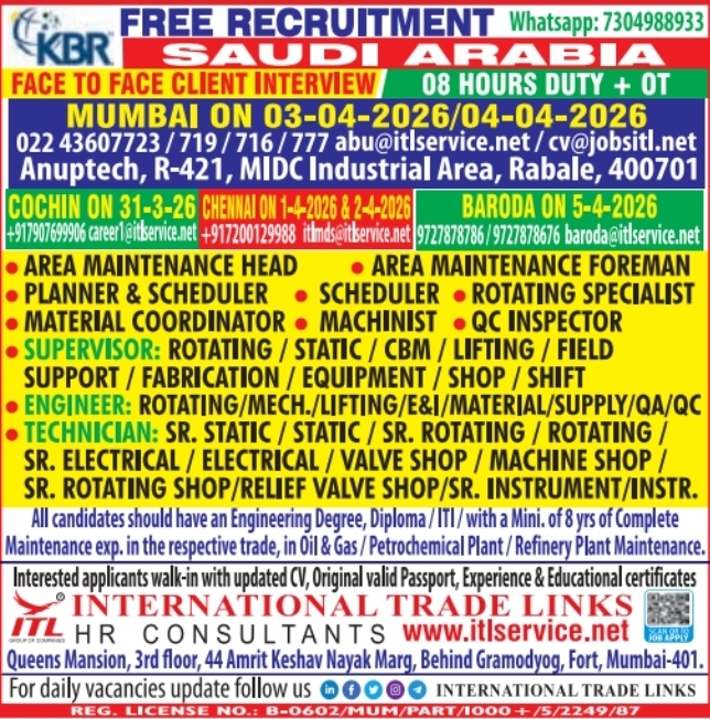 Urgent Hiring for Saudi Arabia