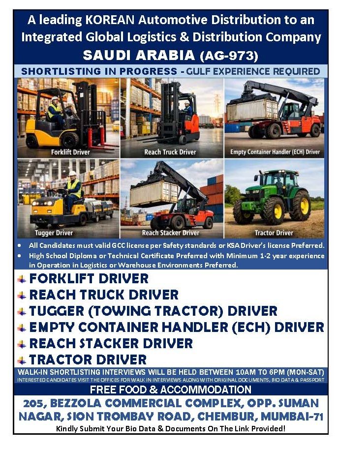 Urgent Hiring for Saudi Arabia