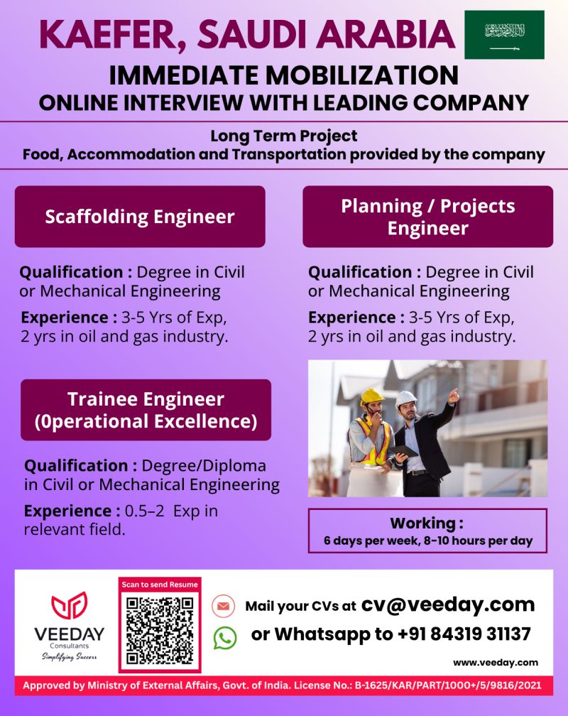 Urgent Hiring for Saudi Arabia