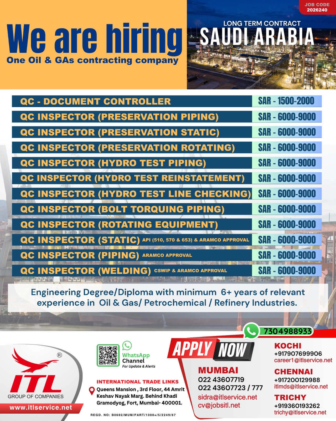 Urgent Hiring for Saudi Arabia