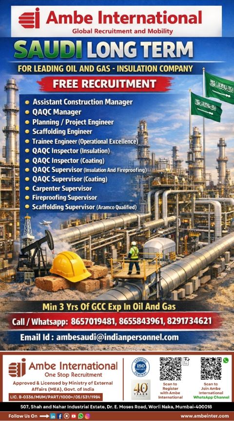Urgent Hiring for Saudi Arabia