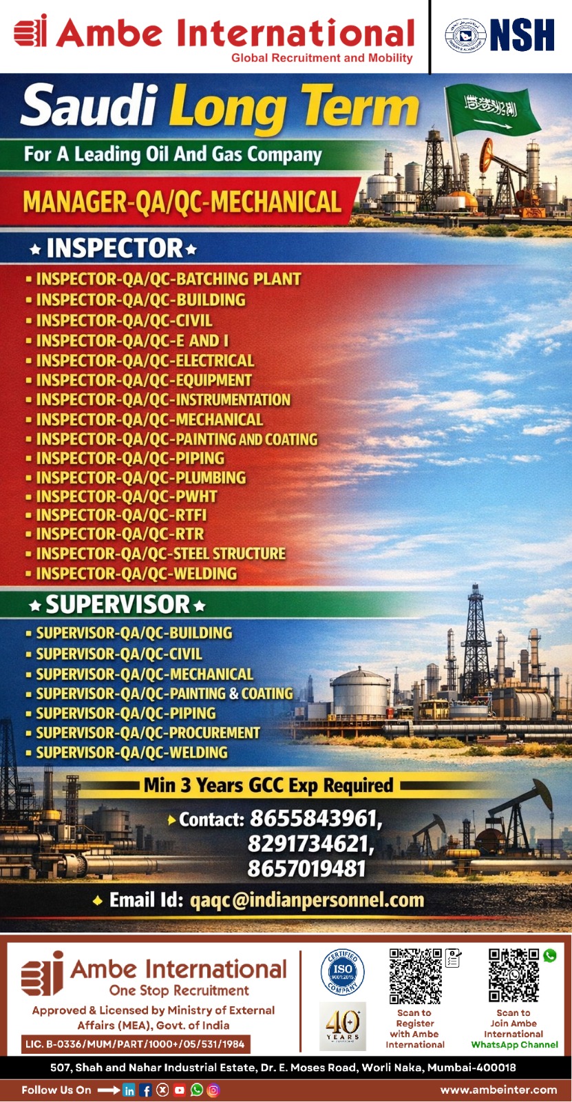 Urgent Hiring for Saudi Arabia