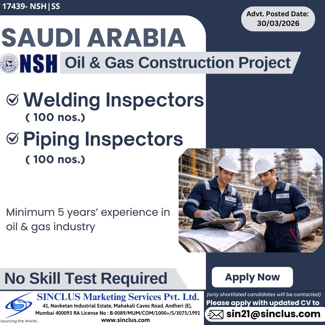 Urgent Hiring for Saudi Arabia