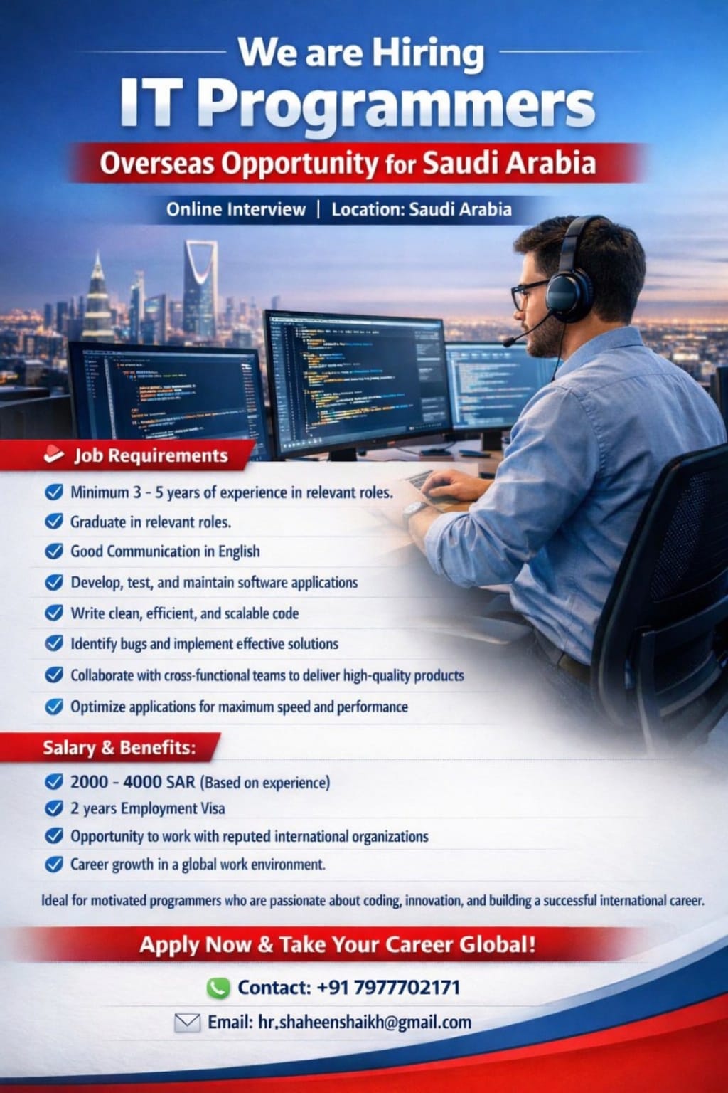 Urgent Hiring for Saudi Arabia