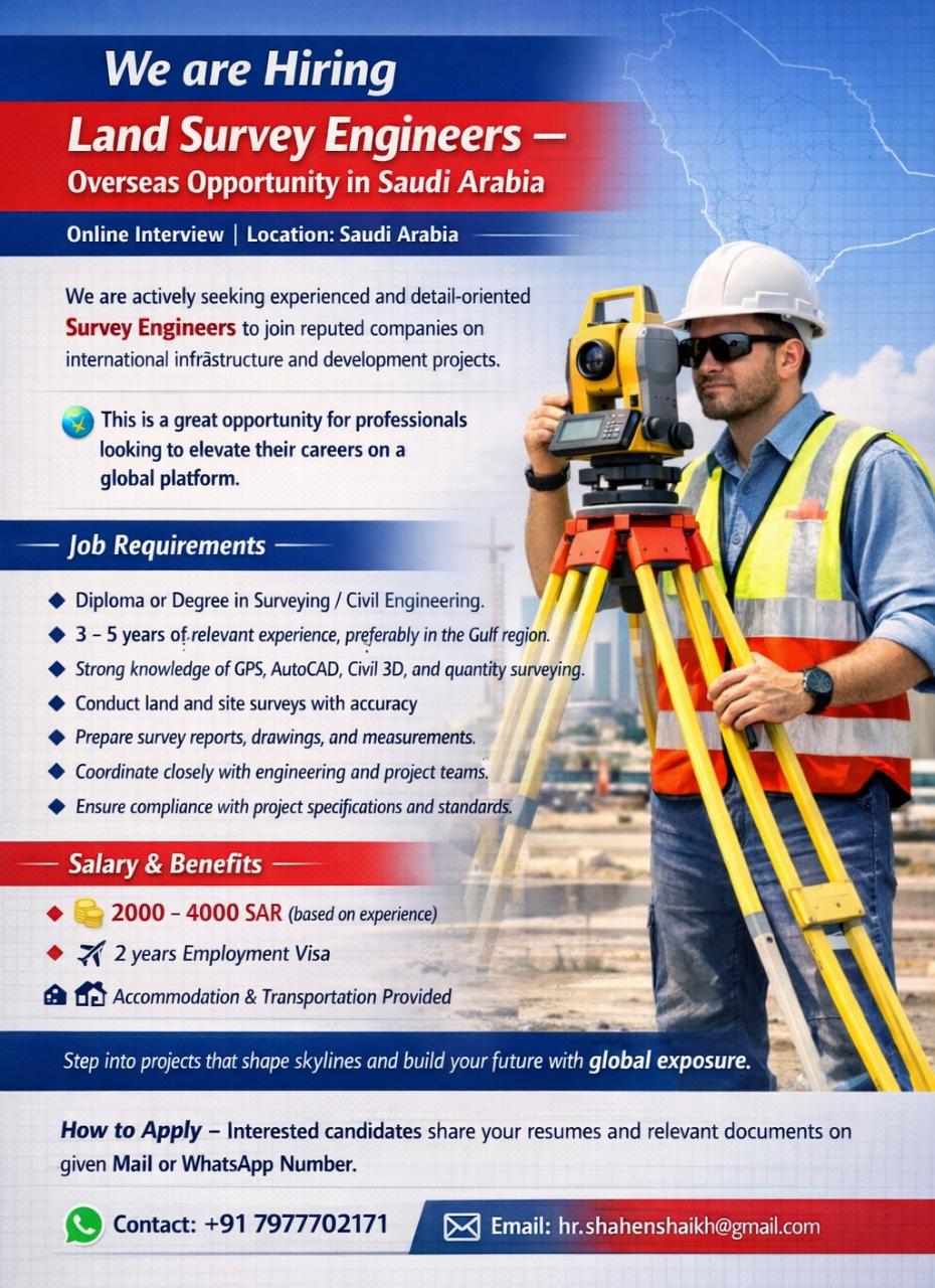 Urgent Hiring for Saudi Arabia