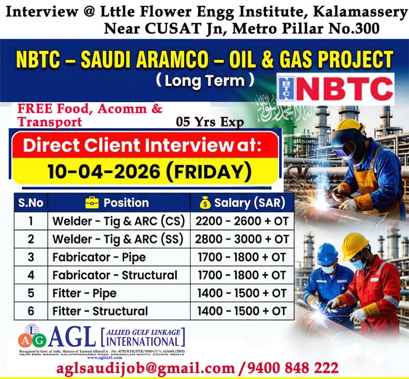 Urgent Hiring for Saudi Arabia