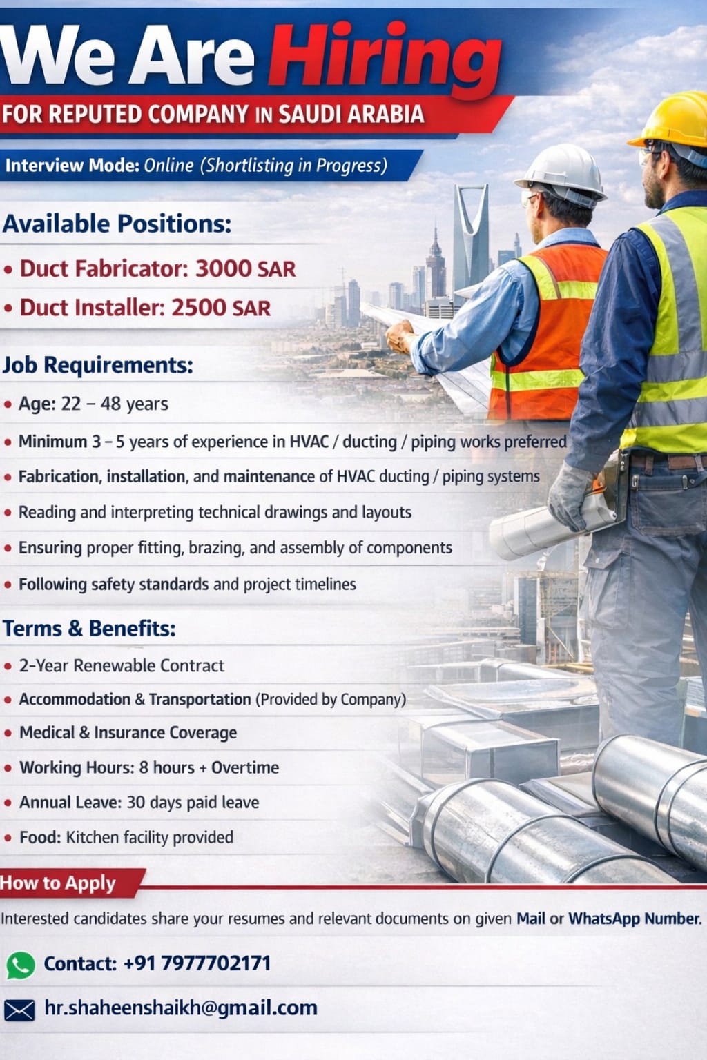 Urgent Hiring for Saudi Arabia
