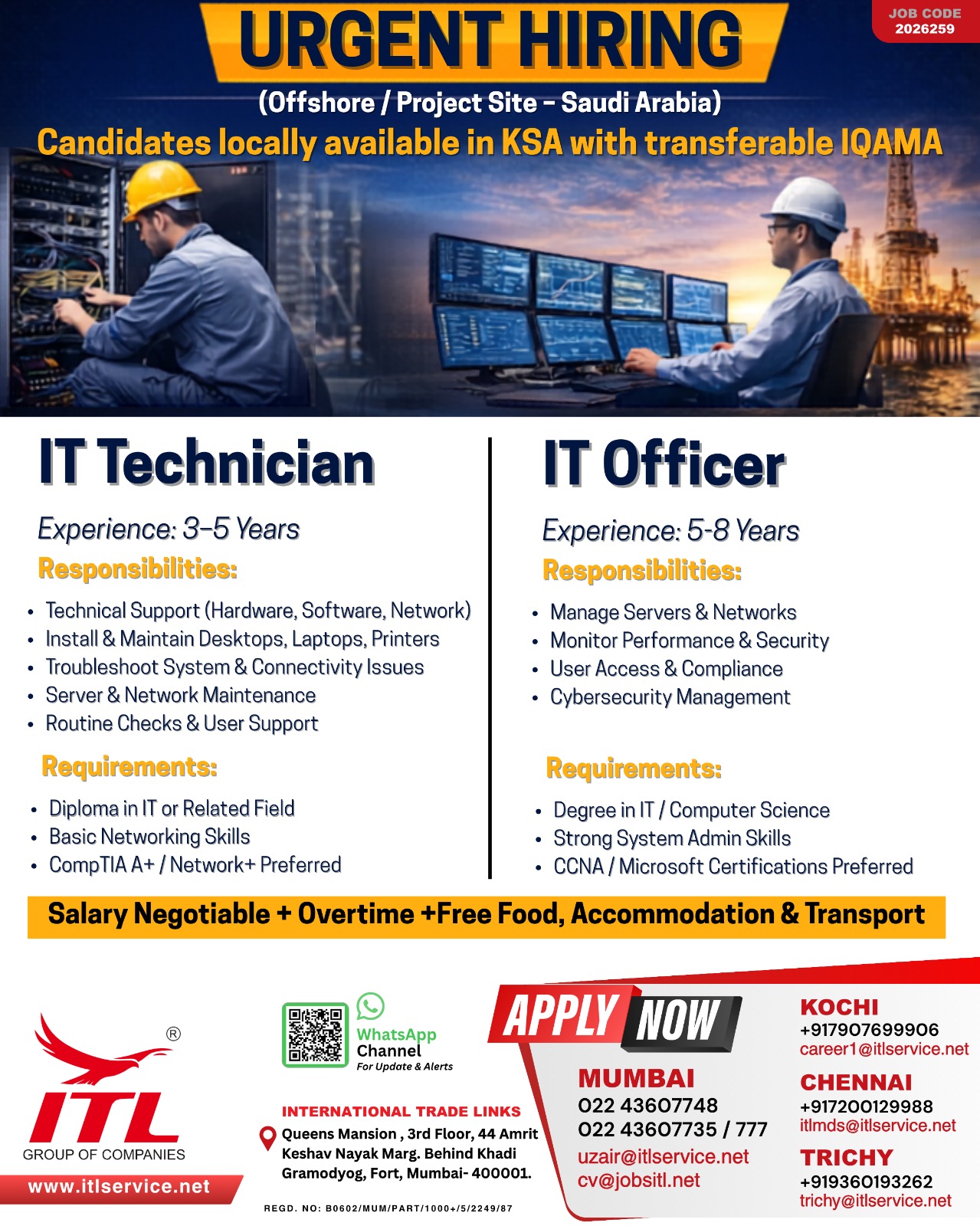 Urgent Hiring for Saudi Arabia