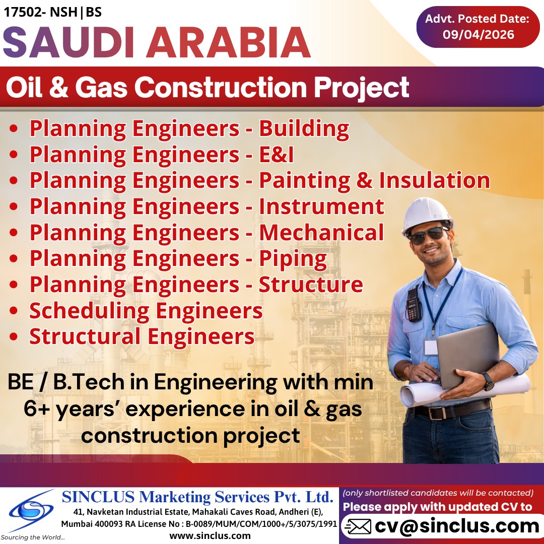 Urgent Hiring for Saudi Arabia