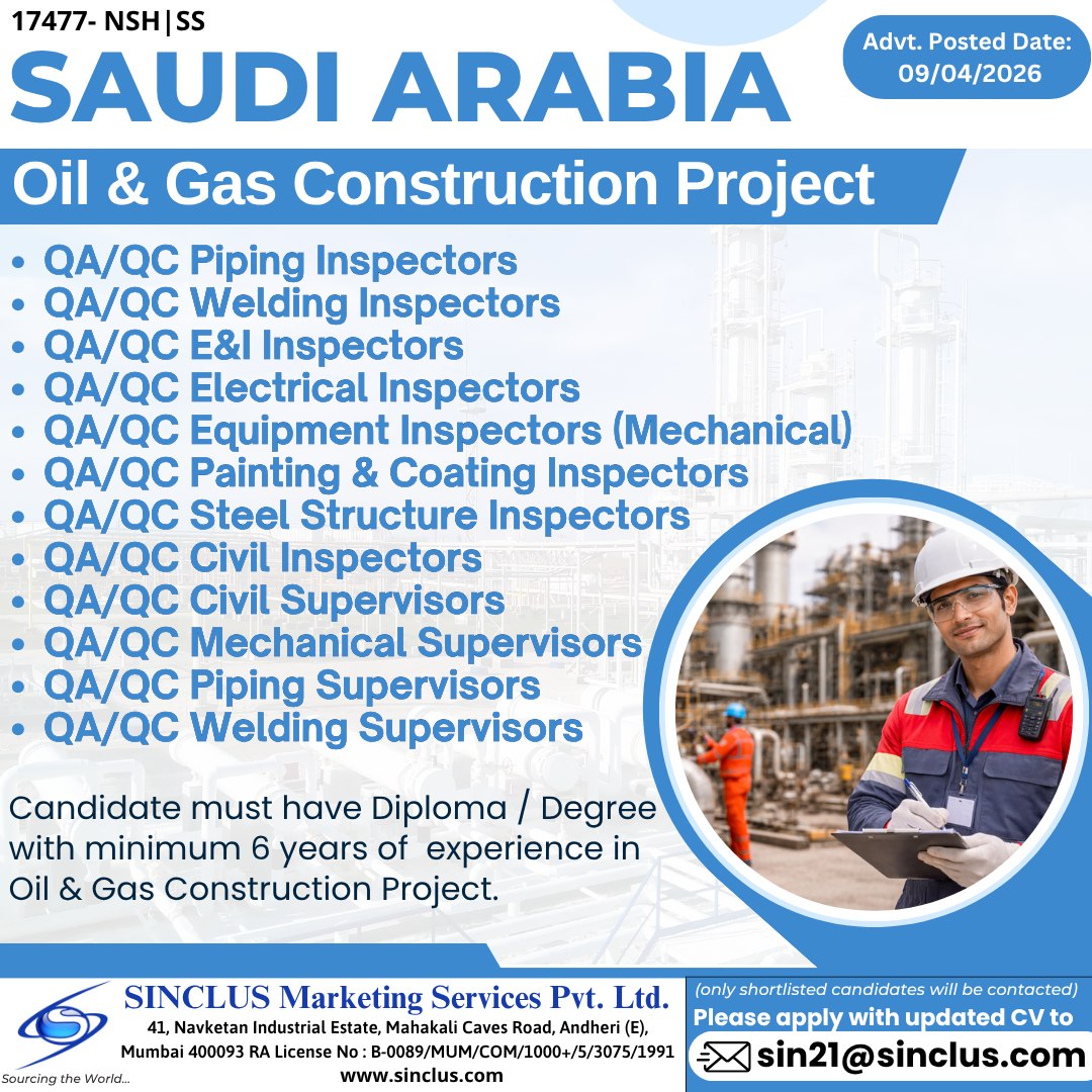 Urgent Hiring for Saudi Arabia