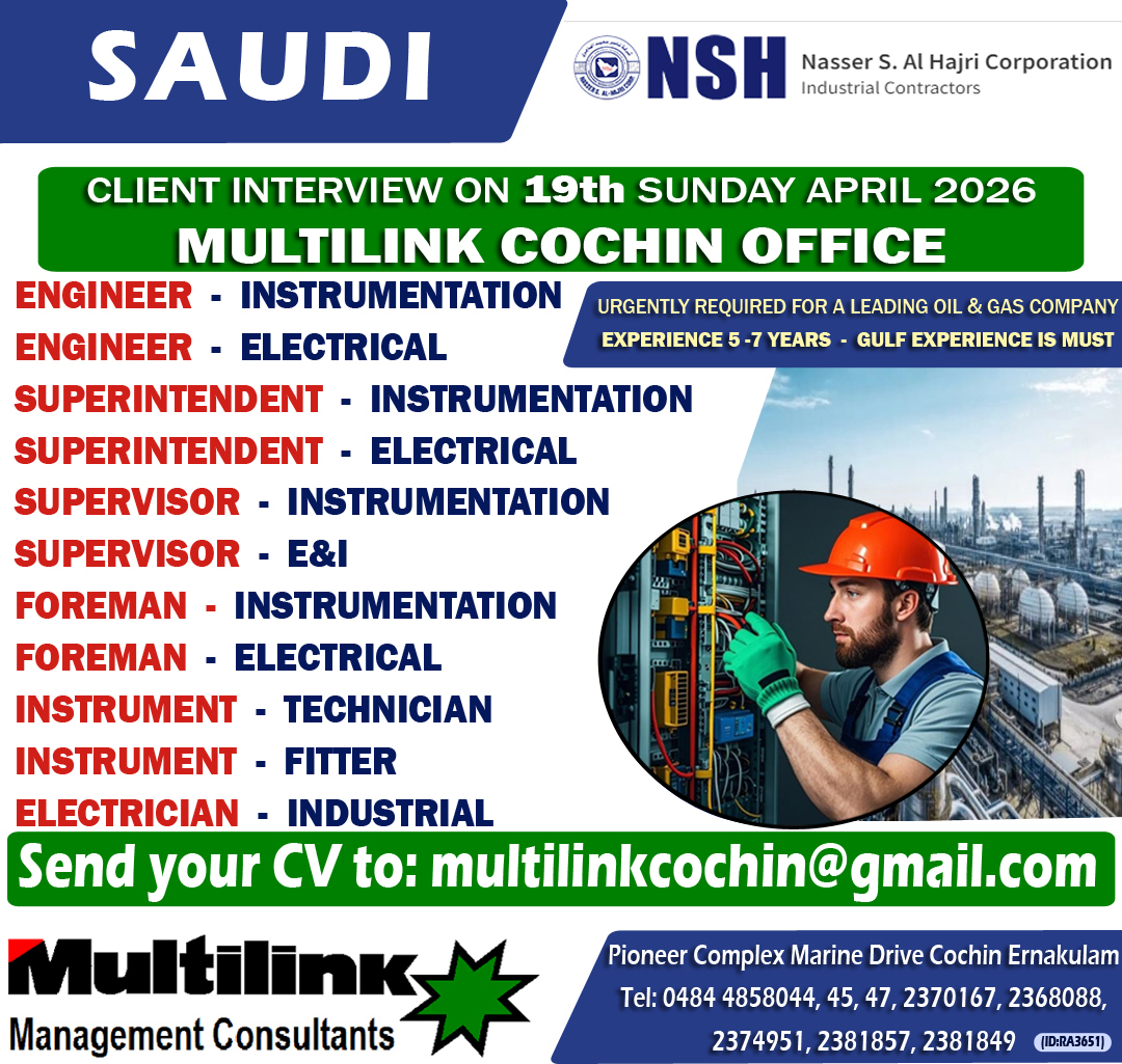 Urgent Hiring for Saudi Arabia