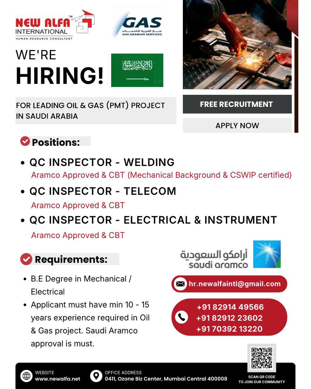 Urgent Hiring for Saudi Arabia