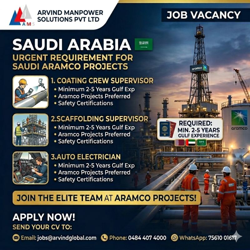 Urgent Hiring for Saudi Arabia
