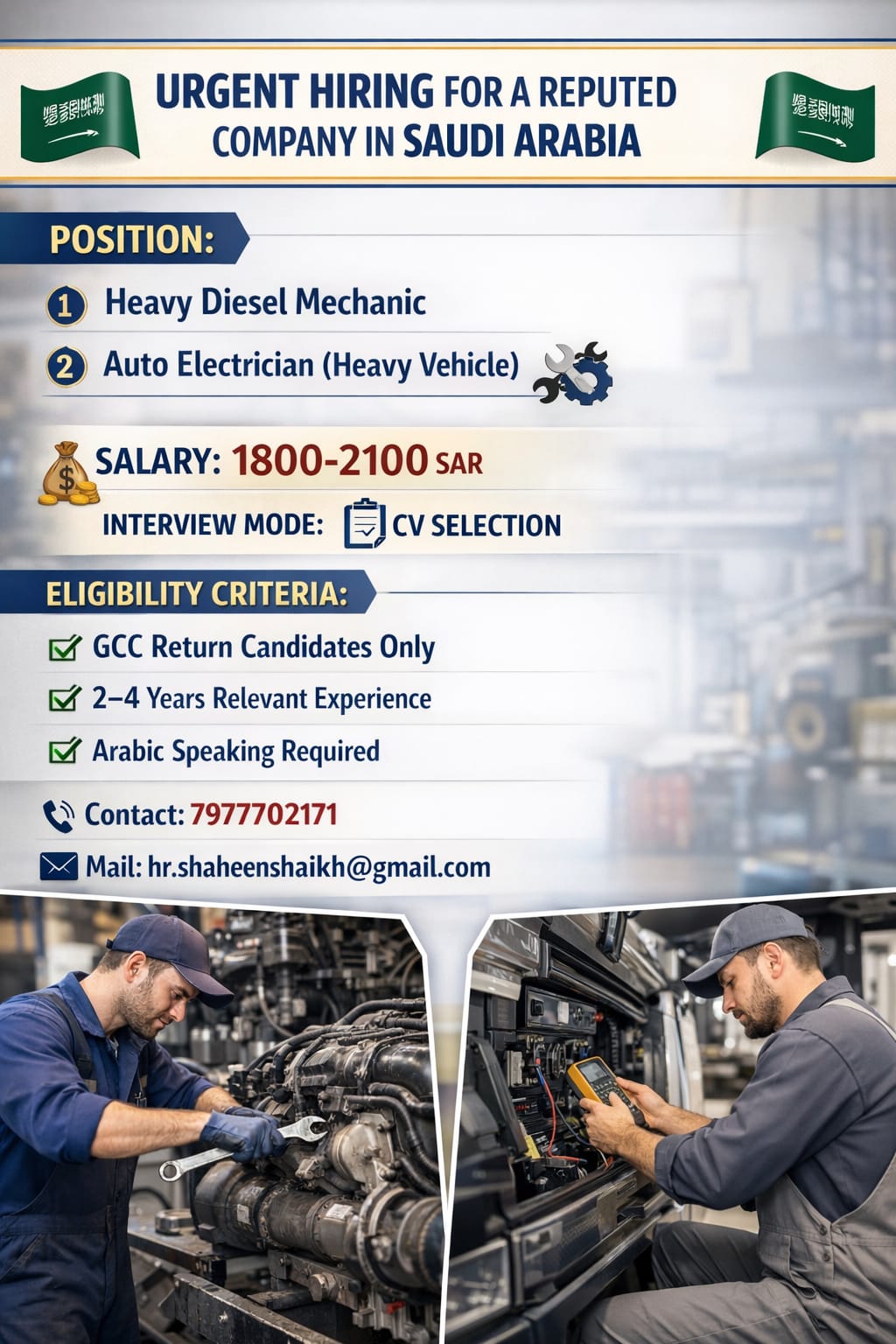 Urgent Hiring for Saudi Arabia