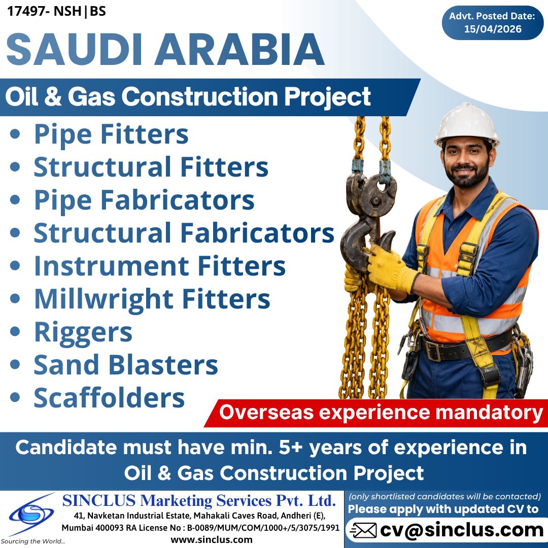 Urgent Hiring for Saudi Arabia