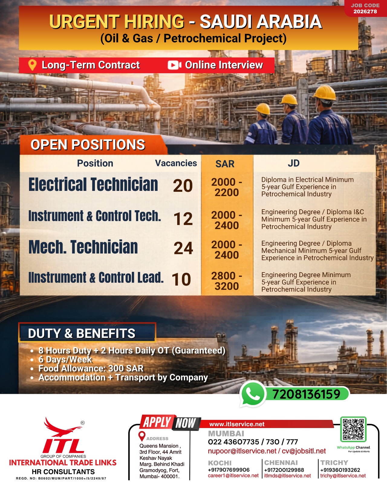 Urgent Hiring for Saudi Arabia