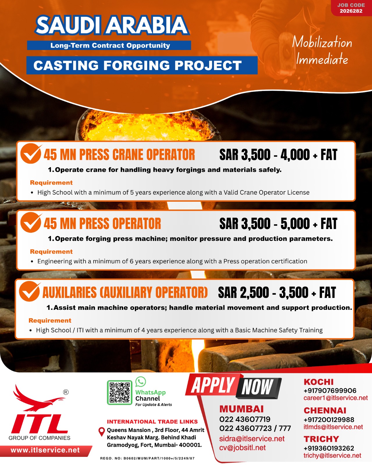 Urgent Hiring for Saudi Arabia