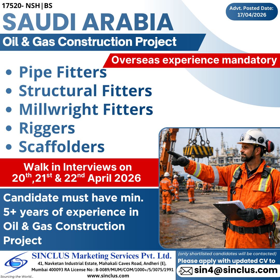 Urgent Hiring for Saudi Arabia