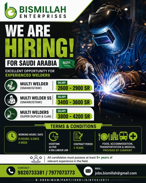 Urgent Hiring for Saudi Arabia
