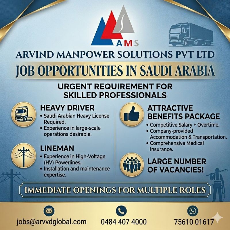 Urgent Hiring for Saudi Arabia