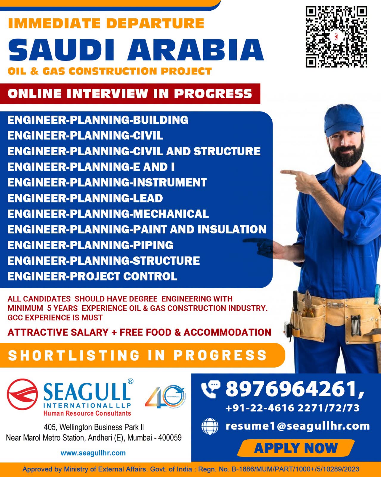 Urgent Hiring for Saudi Arabia