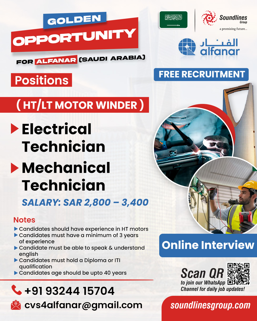 Urgent Hiring for Saudi Arabia