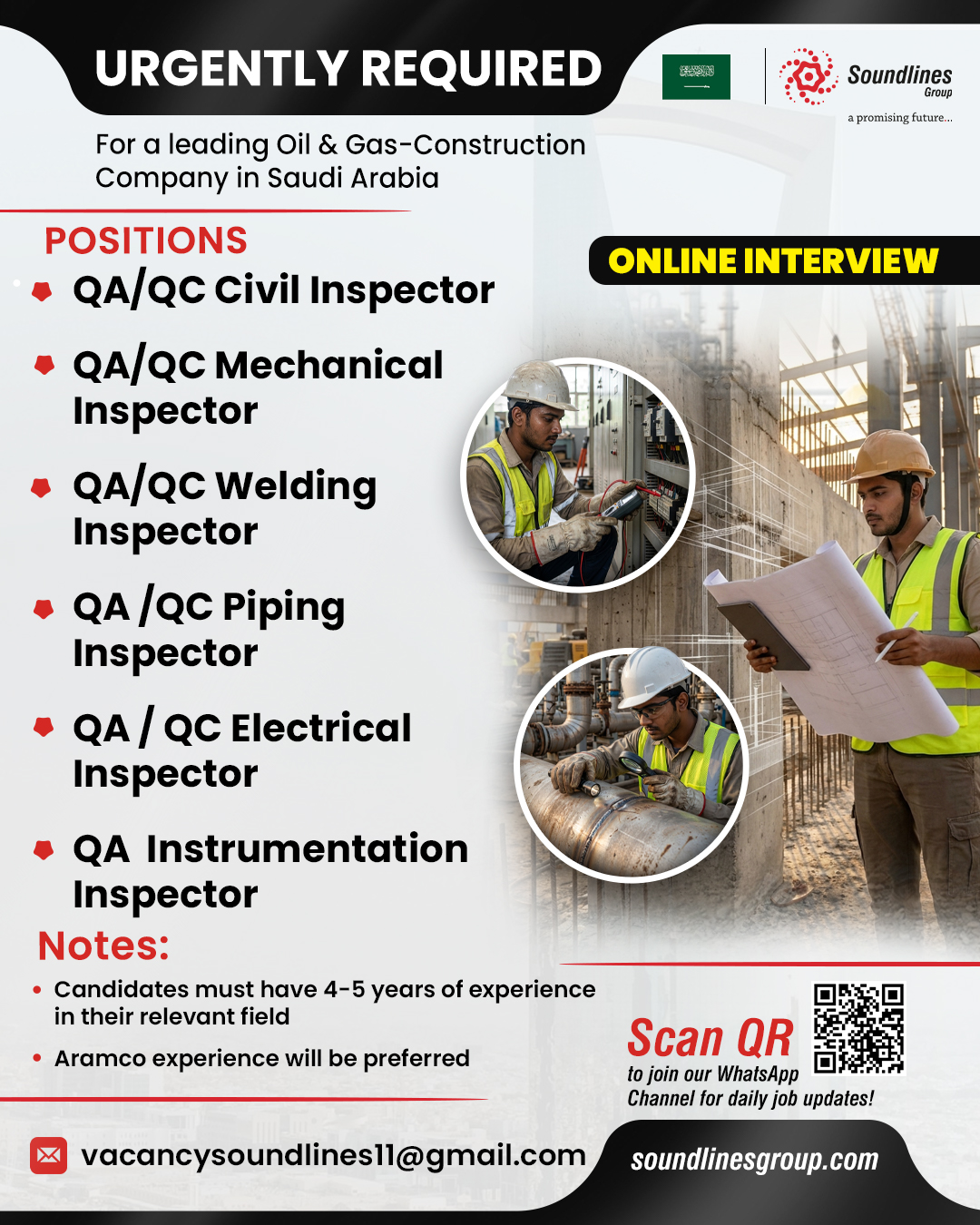 Urgent Hiring for Saudi Arabia