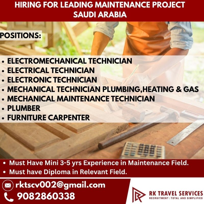 Urgent Hiring for Saudi Arabia