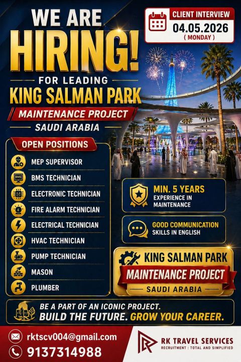 Urgent Hiring for Saudi Arabia
