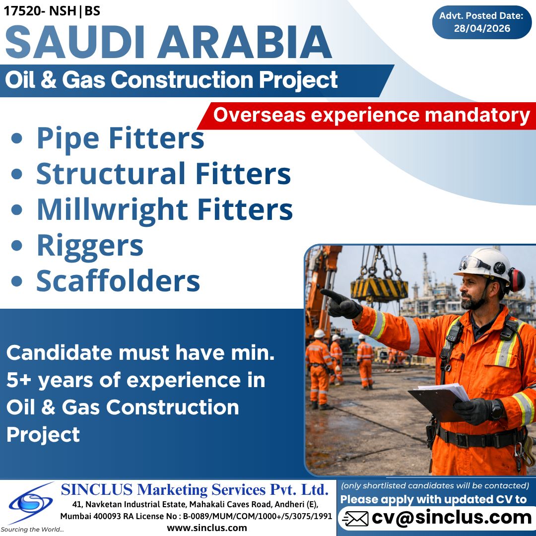 Urgent Hiring for Saudi Arabia