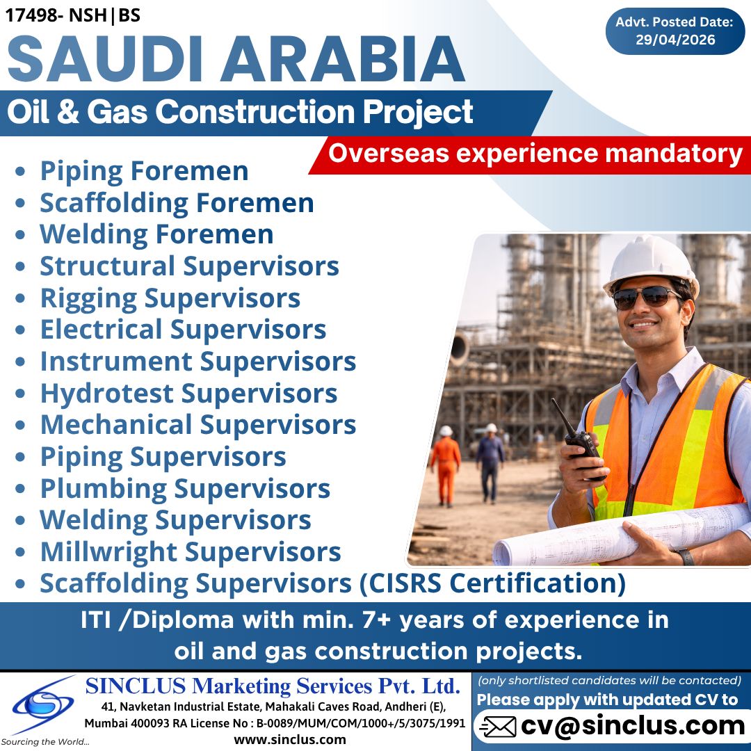 Urgent Hiring for Saudi Arabia