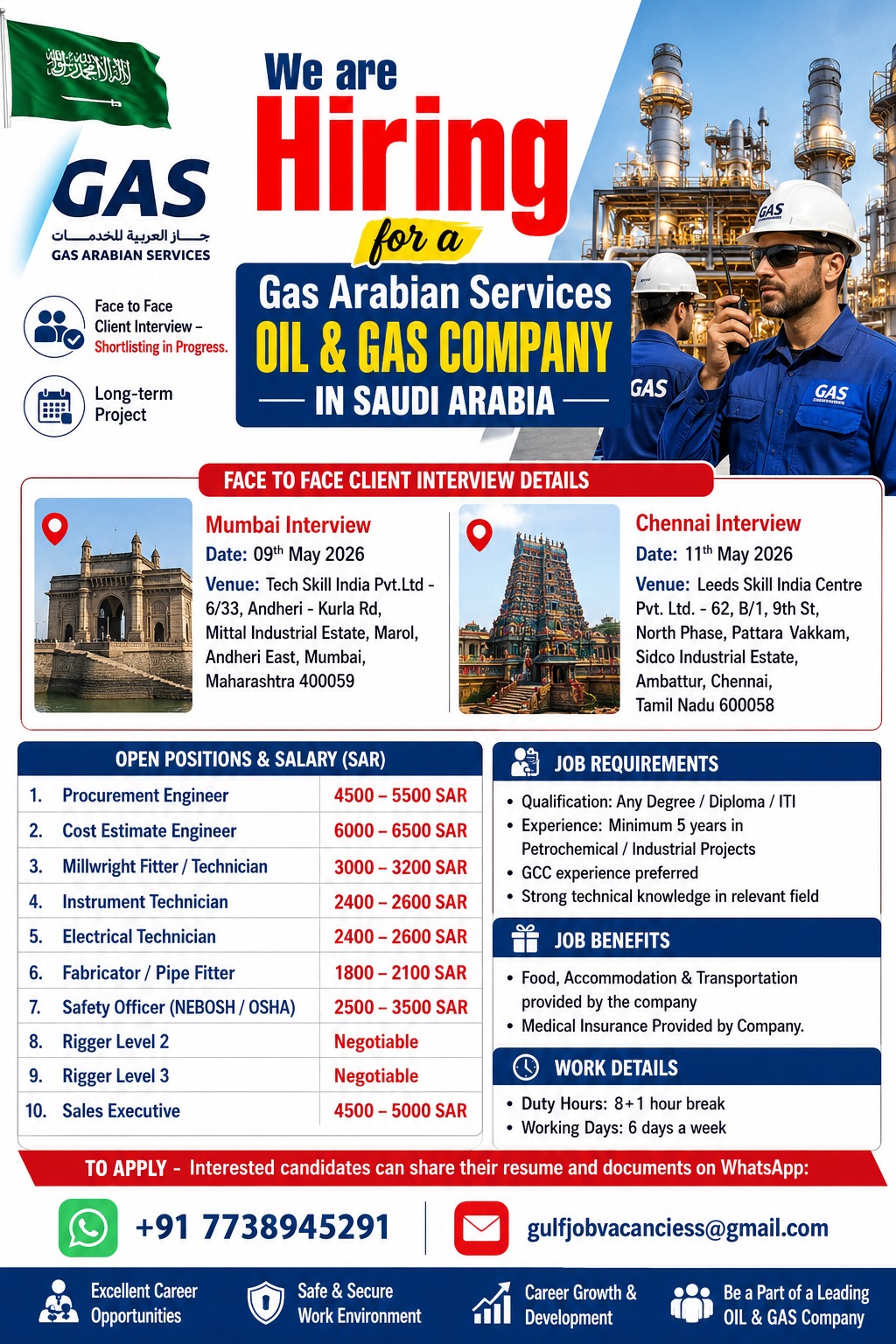 Urgent Hiring for Saudi Arabia