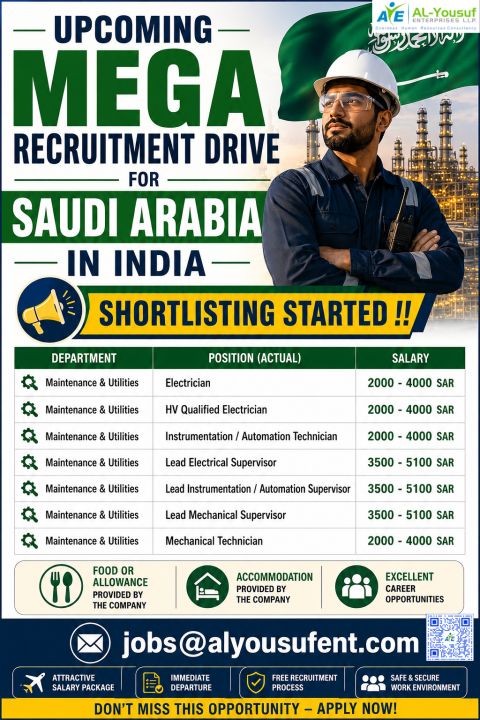 Urgent Hiring for Saudi Arabia