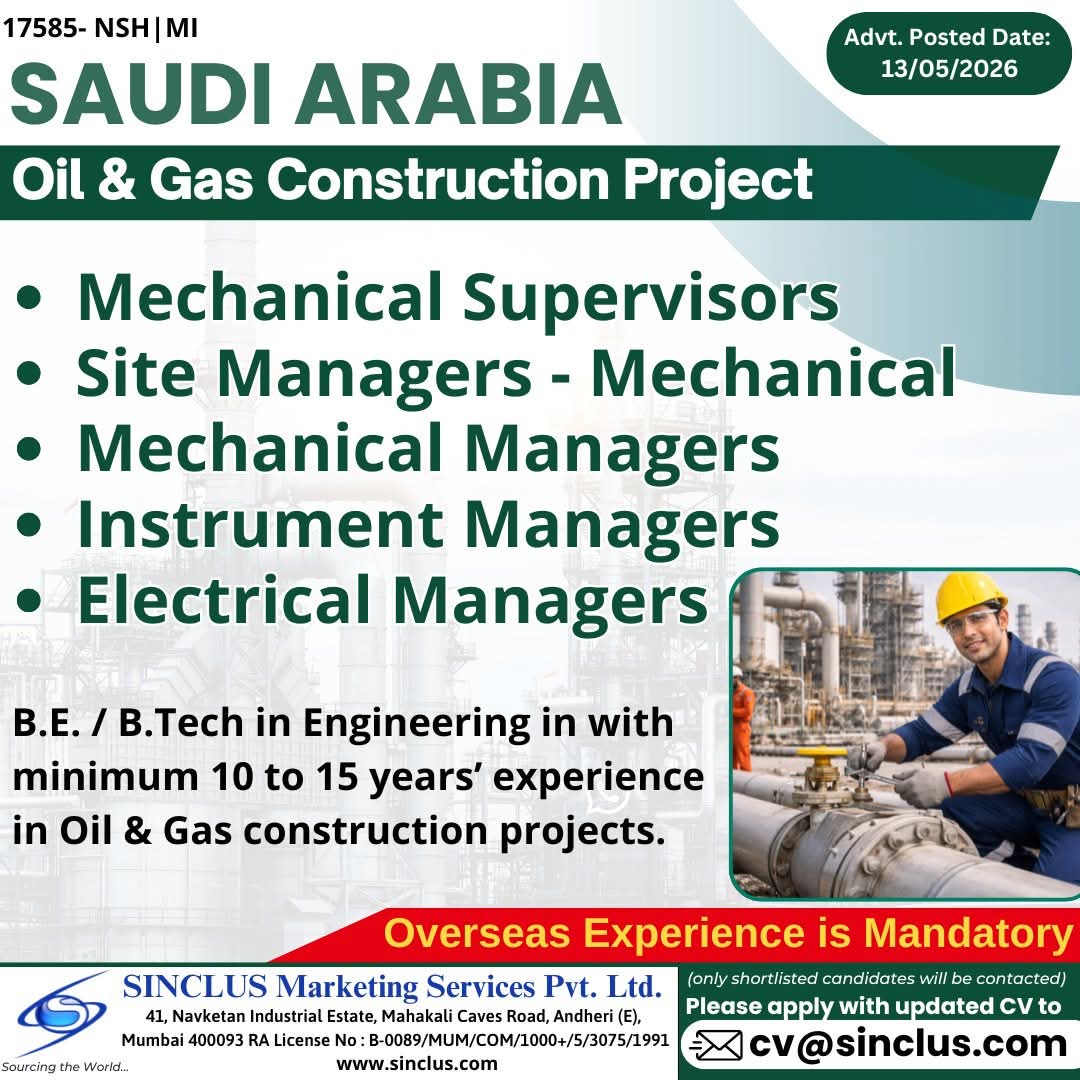 Urgent Hiring for Saudi Arabia