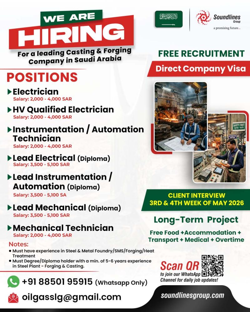 Urgent Hiring for Saudi Arabia