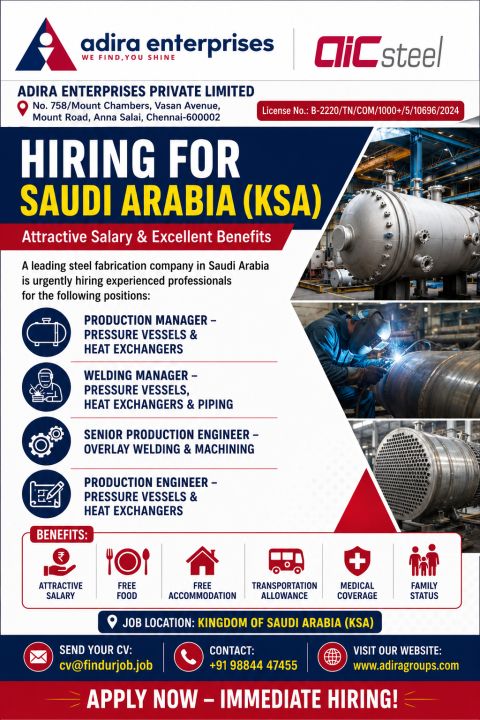 Urgent Hiring for Saudi Arabia