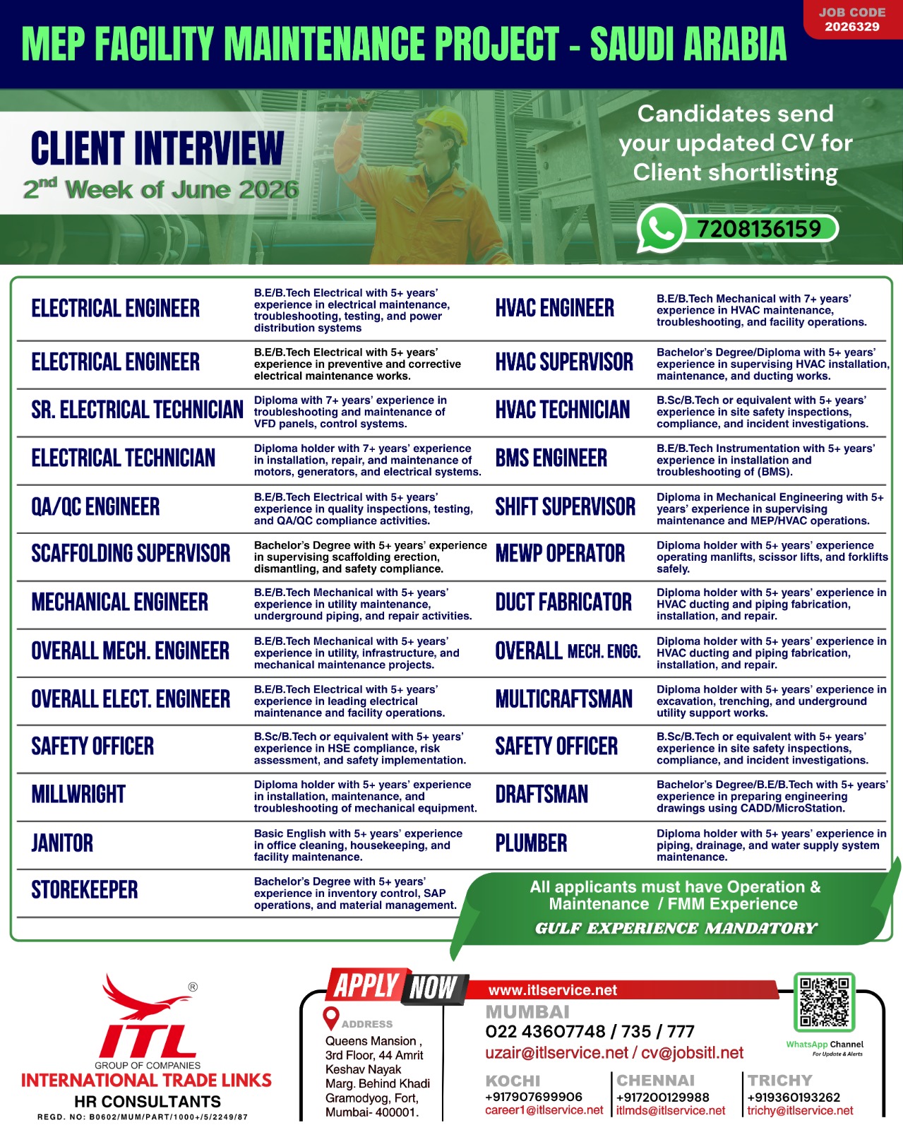 Urgent Hiring for Saudi Arabia