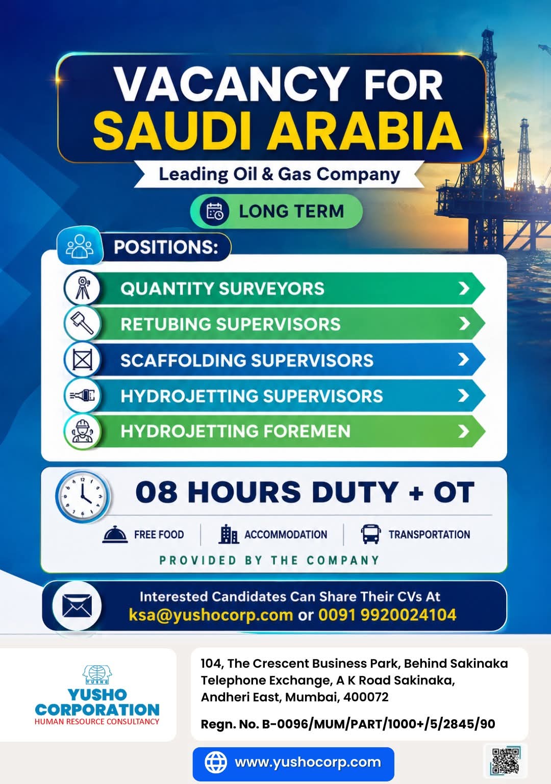 Urgent Hiring for Saudi Arabia