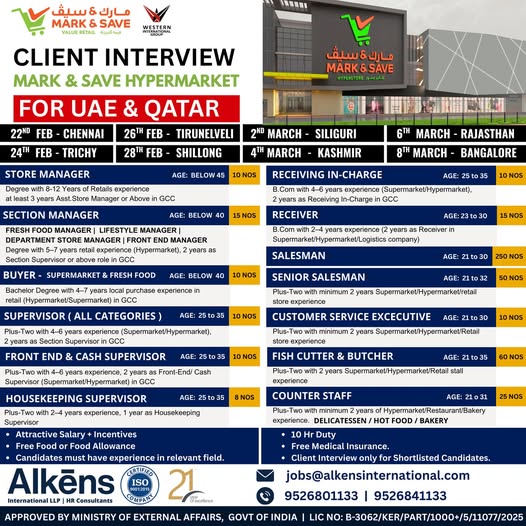 Urgent Hiring for UAE & Qatar