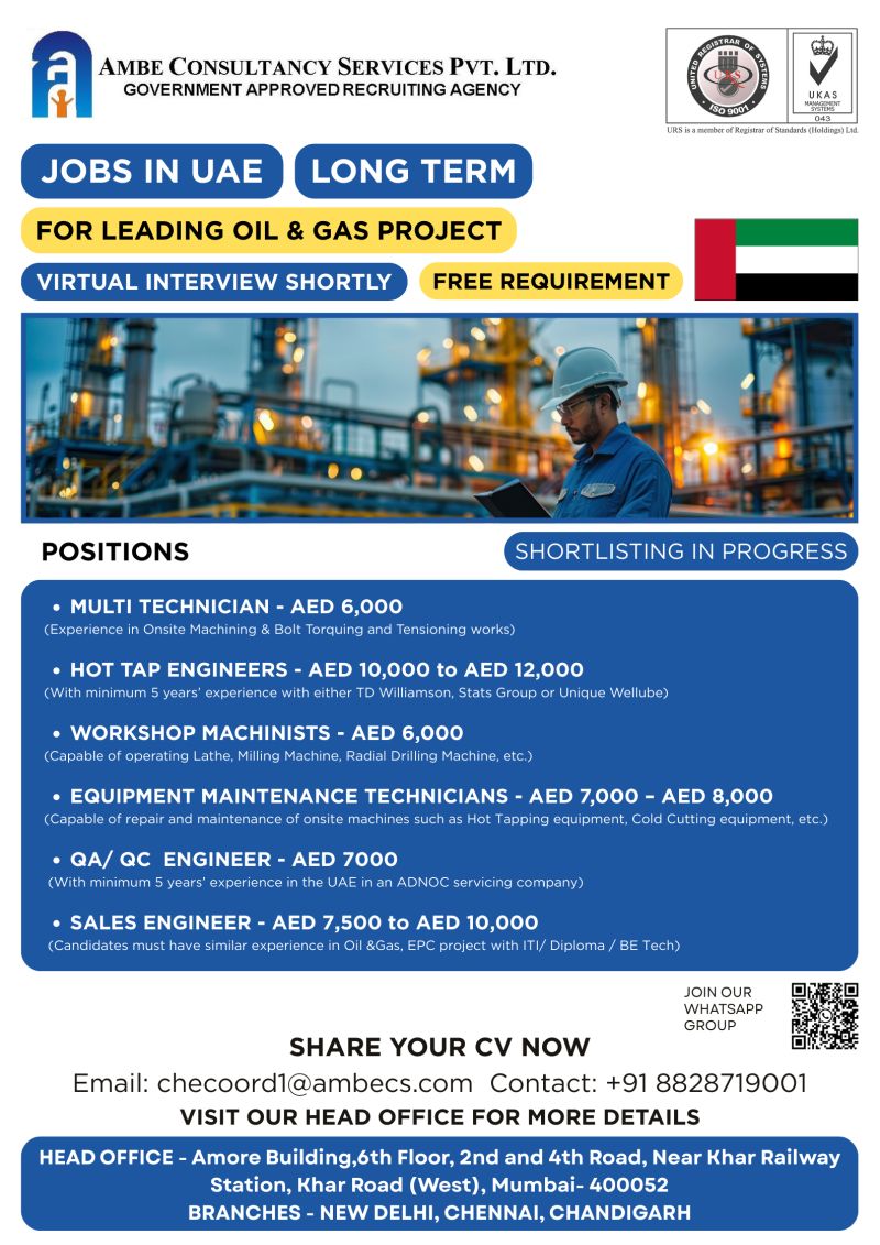 Urgent Hiring for UAE