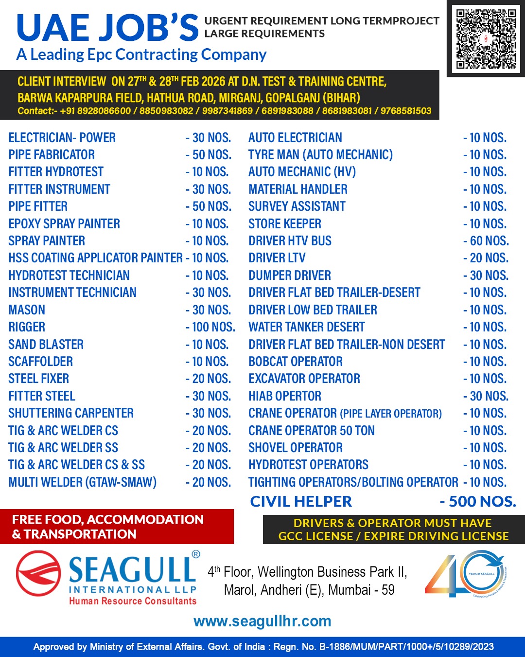 Urgent Hiring for UAE